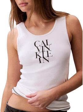 Maglietta Calvin Klein Jeans Rib bianca per donna