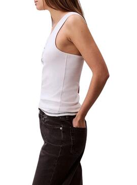 Maglietta Calvin Klein Jeans Rib bianca per donna
