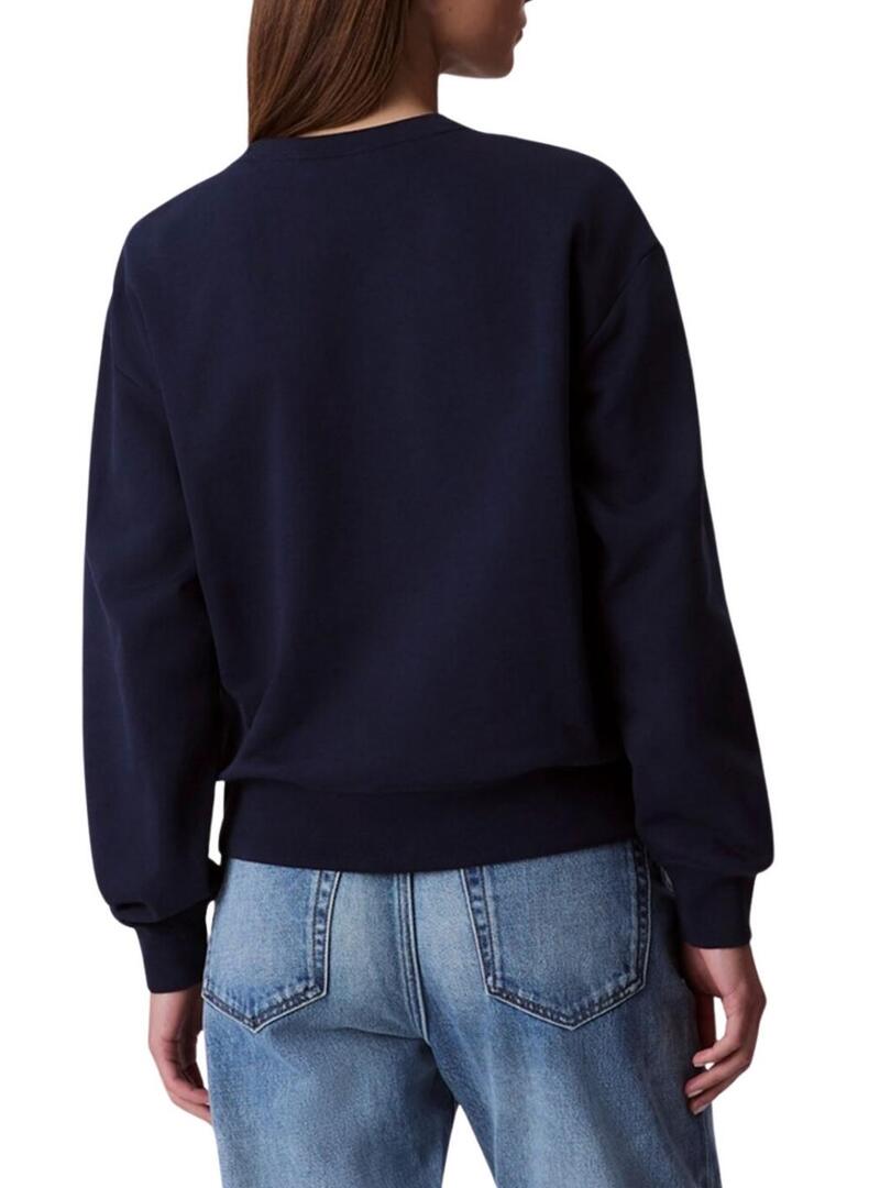 Felpa Calvin Klein Jeans Monologo blu per donna.