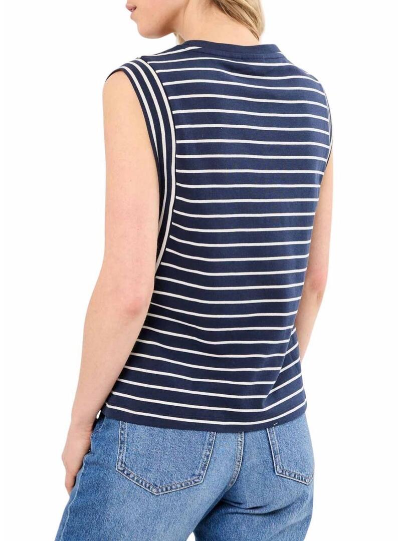 Maglietta Vila Viveriana blu scuro e bianca per donna.