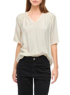Blusa Vila Vilisbeth beige per donna.