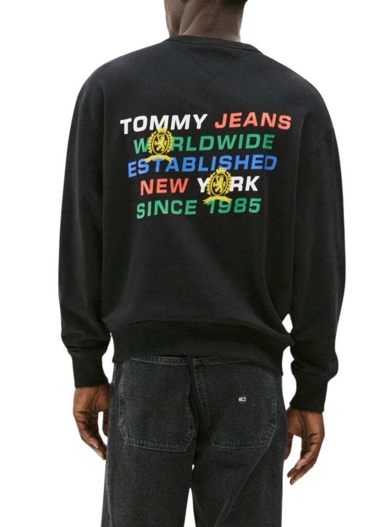 Felpa Tommy Jeans Varsity nera per donna