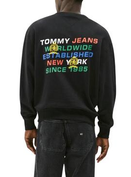 Felpa Tommy Jeans Varsity nera per donna