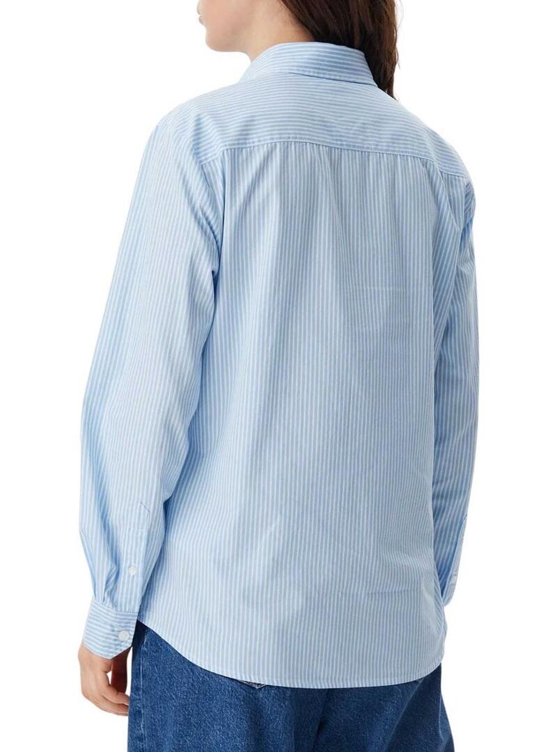 Camicia Tommy Jeans a righe blu e bianche per donna