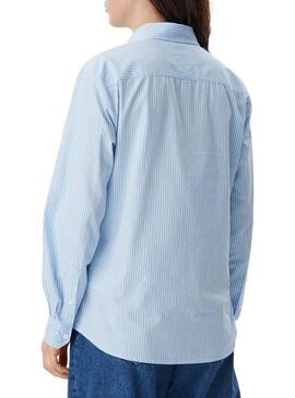 Camicia Tommy Jeans a righe blu e bianche per donna