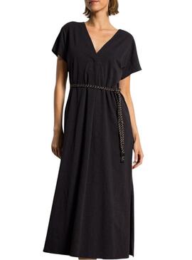 Abito Vila Viverano nero con cintura per donna