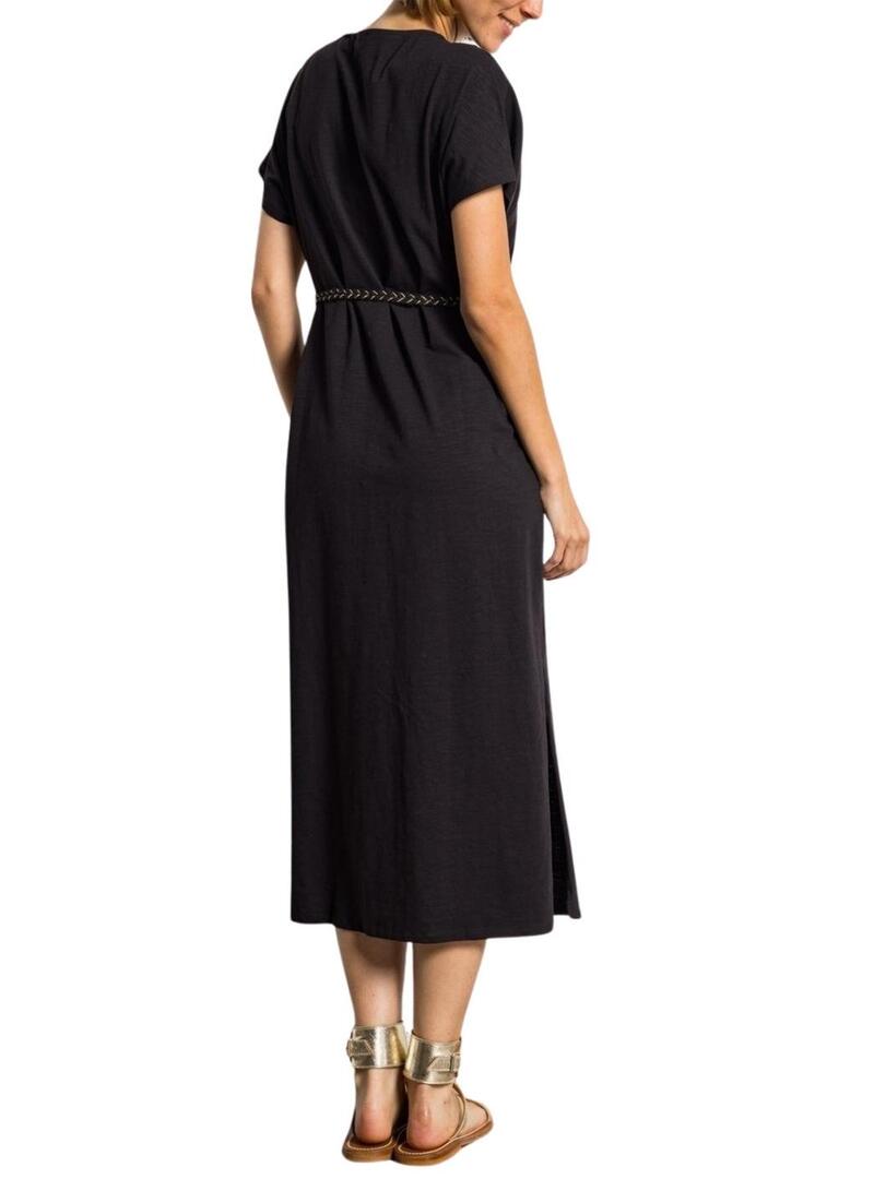 Abito Vila Viverano nero con cintura per donna
