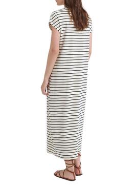 Abito Vila Visinny beige a righe nere stampate per donna
