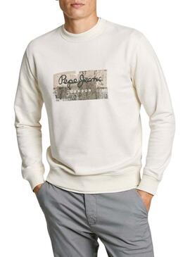 Felpa Pepe Jeans Dalter Crew bianca per uomo
