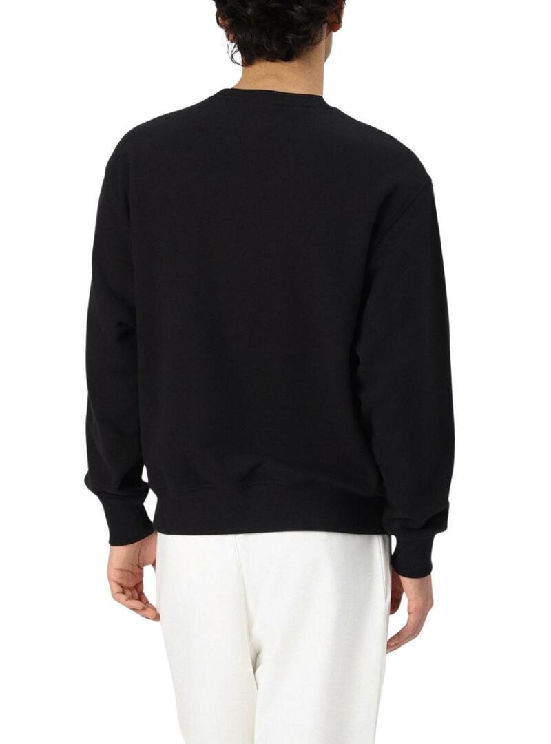 Felpa Tommy Jeans Varsity Tiger nera per uomo.