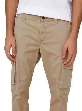 Pantaloni cargo beige Only and Sons Carter per uomo.