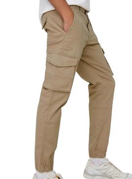Pantaloni cargo beige Only and Sons Carter per uomo.