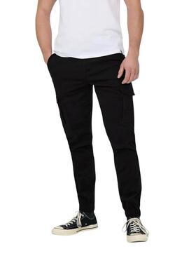 Pantaloni cargo neri Only and Sons Carter per uomo