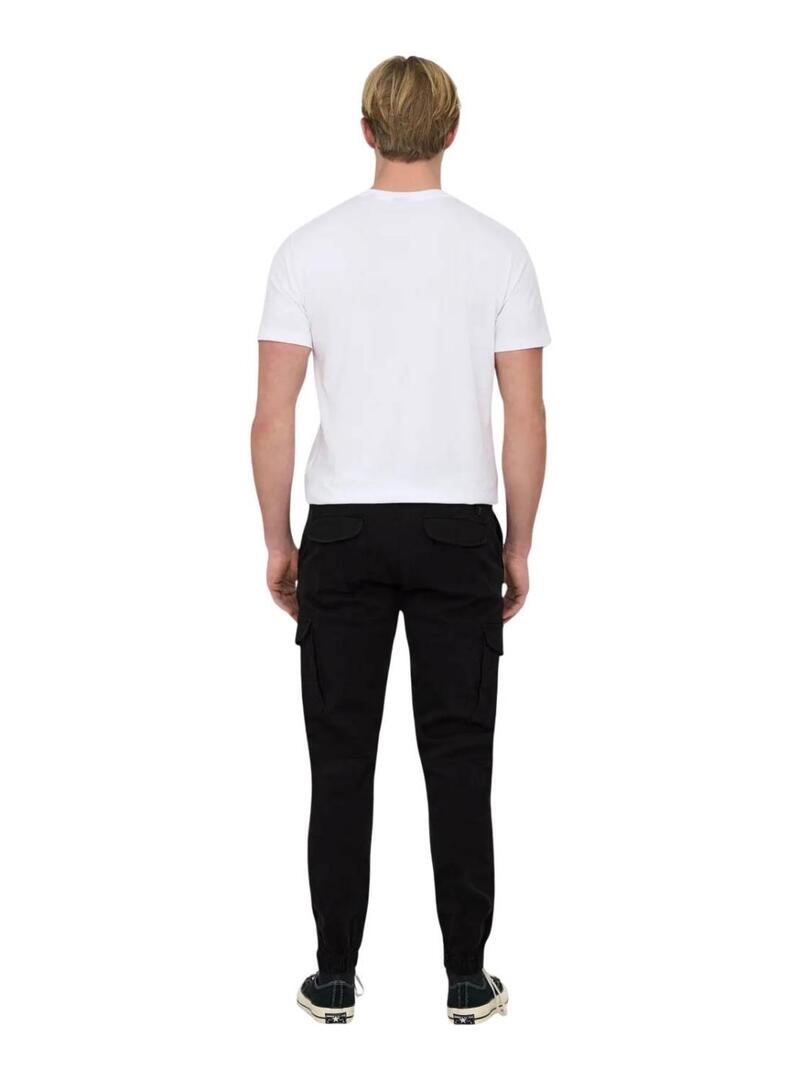 Pantaloni cargo neri Only and Sons Carter per uomo