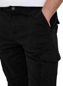 Pantaloni cargo neri Only and Sons Carter per uomo