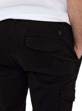 Pantaloni cargo neri Only and Sons Carter per uomo