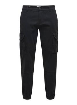 Pantaloni cargo neri Only and Sons Carter per uomo