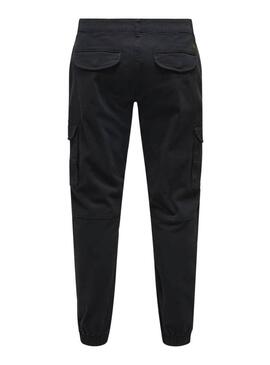 Pantaloni cargo neri Only and Sons Carter per uomo