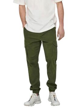 Pantaloni cargo verde Only and Sons Carter per uomo
