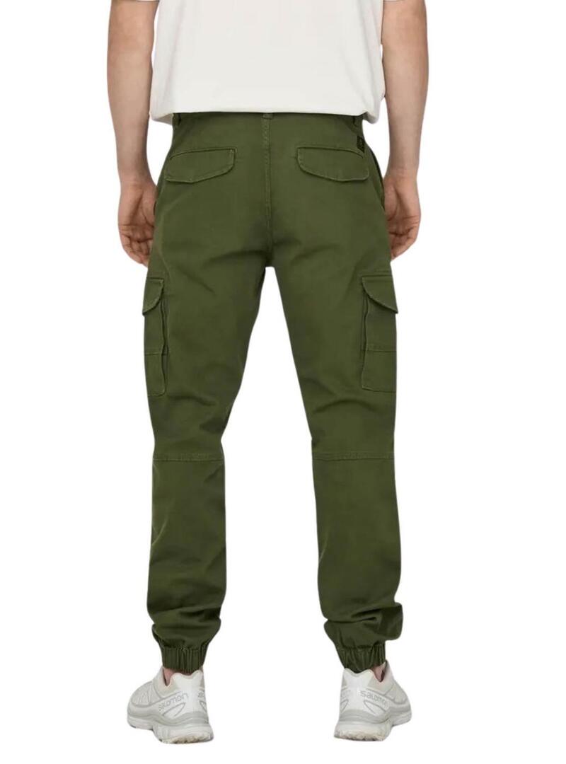 Pantaloni cargo verde Only and Sons Carter per uomo