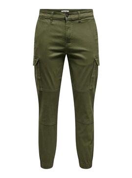 Pantaloni cargo verde Only and Sons Carter per uomo
