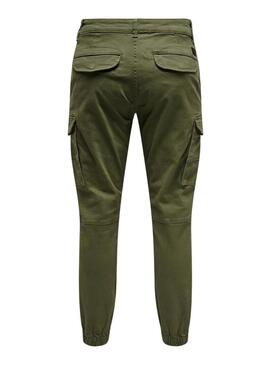 Pantaloni cargo verde Only and Sons Carter per uomo