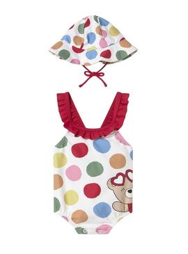 Costume da bagno e cuffia multicolore Mayoral per neonata