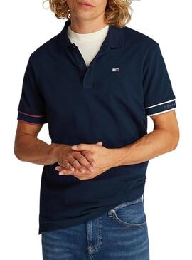 Polo Tommy Jeans Slim Flag blu navy per uomo