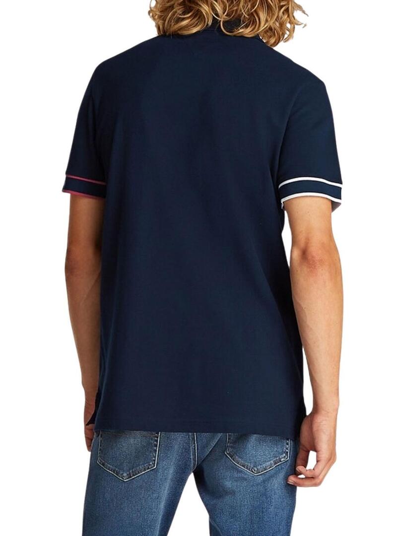 Polo Tommy Jeans Slim Flag blu navy per uomo