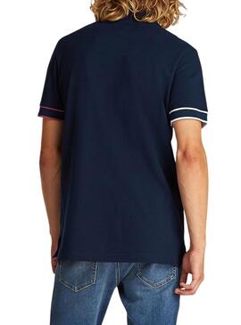 Polo Tommy Jeans Slim Flag blu navy per uomo
