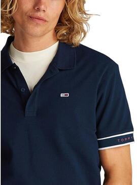 Polo Tommy Jeans Slim Flag blu navy per uomo