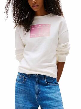 Felpa Tommy Jeans Gradient bianca per donna.