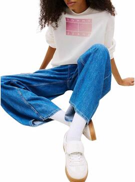 Felpa Tommy Jeans Gradient bianca per donna.