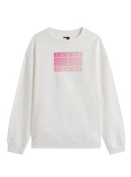 Felpa Tommy Jeans Gradient bianca per donna.