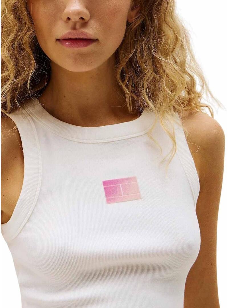 Maglietta Tommy Jeans Gradient bianca da donna.