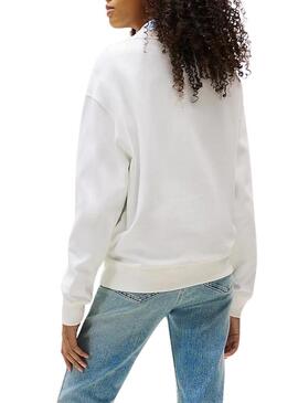Felpa Tommy Jeans Floral bianca per donna