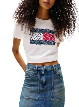 Maglietta Tommy Jeans Floral bianca per donna