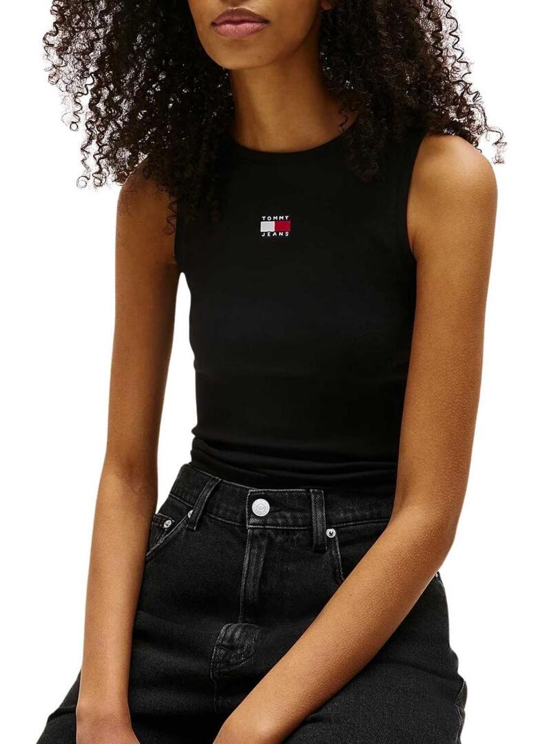 Maglietta Tommy Jeans Tank top nera per donna