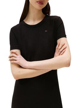 Abito Tommy Jeans Rib Bodycon nero per donna