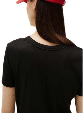 Abito Tommy Jeans Rib Bodycon nero per donna
