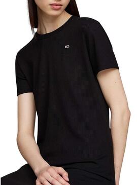 Abito Tommy Jeans Rib Bodycon nero per donna