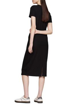 Abito Tommy Jeans Rib Bodycon nero per donna