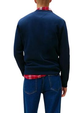 Felpa Tommy Jeans Flag blu scuro per uomo