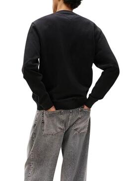 Felpa Tommy Jeans Flag nera per uomo