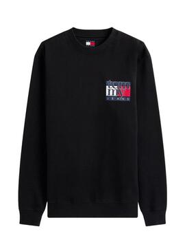 Felpa Tommy Jeans Flag nera per uomo