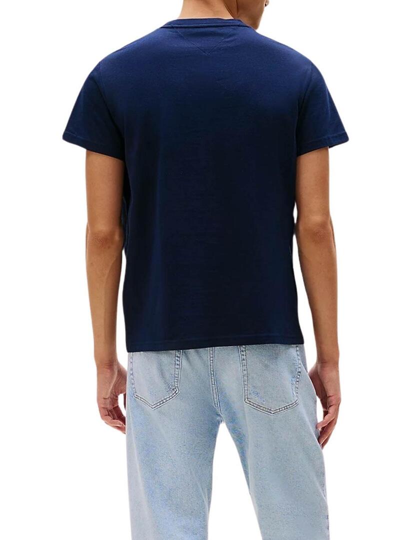 Maglietta Tommy Jeans Flag Slim blu scuro per uomo