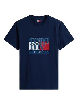 Maglietta Tommy Jeans Flag Slim blu scuro per uomo