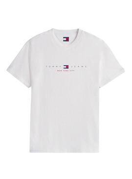 Maglietta Tommy Jeans Flag Linear bianca per uomo