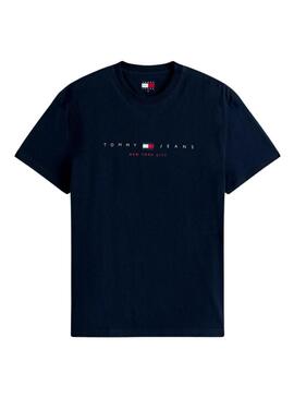 Maglietta Tommy Jeans Flag Linear blu scuro per uomo