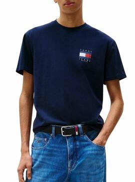 Maglietta Tommy Jeans Flag blu per uomo